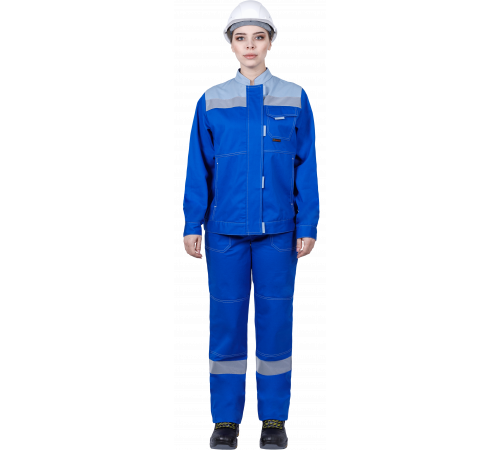 Костюм РАЦИОНАЛИЗАТОР летний, василек-серый, 100% х/б, женский (куртка, брюки)