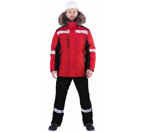 Куртка ХАЙ-ТЕК SAFETY зимняя, красный-черный