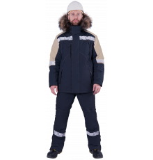 Куртка ХАЙ-ТЕК SAFETY зимняя, синий-бежевый